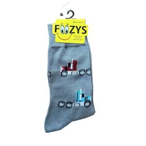 NWT Foozys Grey Crew Semi Truck Vehicles Pattern Socks Men One Size